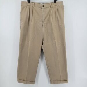 Dockers Relaxed Fit D4 Pleated Pants Mens 38x30 Tan Khaki Cuffed Chinos